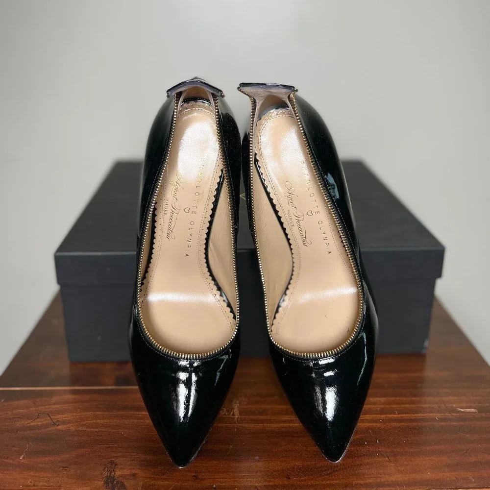 Charlotte Olympia x Agent Provocateur Black Soirée Zipper High Heel Pumps Womens - Picture 5 of 6